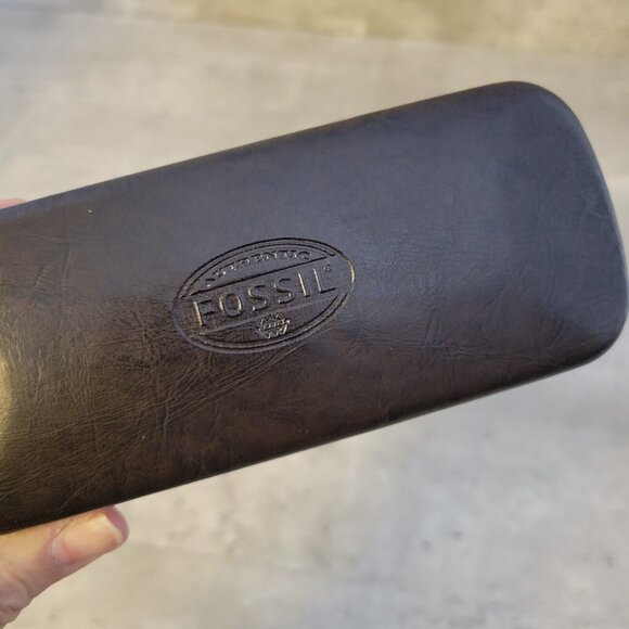Fossil Eyeglass Hard Shell Case Dark Brown Sunglasses Sun Glasses - Picture 1 of 6